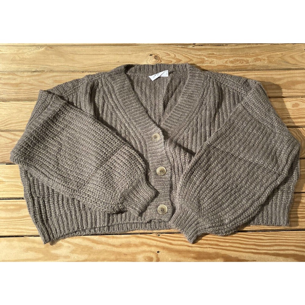 Carly Jean Los Angeles Crop Cardigan Size Medium Women’s Brown Button Up